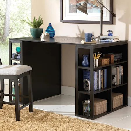 Contemporary Writing Desk with Side Shelf Storage